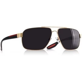 Square Square Frame Polarized Sunglasses for Men TR90 Elastic Leg UV400 - C2gold Gray - CY199HRO2T0 $15.26