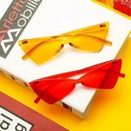 Cat Eye 2 Pairs Triangle Rimless Sunglasses Candy Colored Transparent Cat Eye Sunglasses - Red- Dark Yellow - CK1962AH37N $10.62