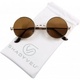 Oversized Retro John Lennon Style Sunglasses Round Colorful Tint Groovy Hippie Wire Shades - Brown - C9188I4ARMM $20.88