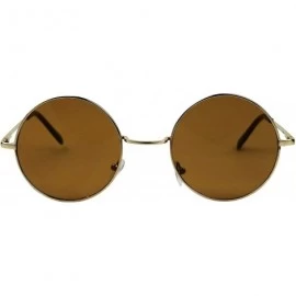 Oversized Retro John Lennon Style Sunglasses Round Colorful Tint Groovy Hippie Wire Shades - Brown - C9188I4ARMM $10.31