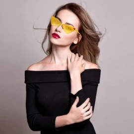 Cat Eye 2 Pairs Triangle Rimless Sunglasses Candy Colored Transparent Cat Eye Sunglasses - Red- Dark Yellow - CK1962AH37N $10.62
