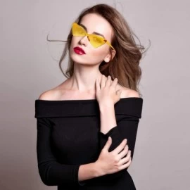 Cat Eye 2 Pairs Triangle Rimless Sunglasses Candy Colored Transparent Cat Eye Sunglasses - Red- Dark Yellow - CK1962AH37N $19.21