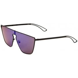 Shield One Piece Flat Top Shield Thin Frame Sunglasses (Blue) - C0197XOA2ZE $27.19