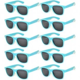 Wayfarer Wholesale 10 Pack Colored Frame Vintage Retro Sunglasses Smoke Lens - Light_blue_10_pairs - CG1273D0G3T $38.66