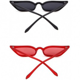 Rectangular Vintage Sunglasses Women Cat Eye Frame Colorful lens Glasses UV 400 Protection - (2 Packs)black/Red - C618DK26TLL...