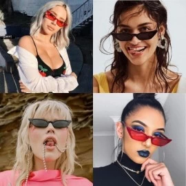 Rectangular Vintage Sunglasses Women Cat Eye Frame Colorful lens Glasses UV 400 Protection - (2 Packs)black/Red - C618DK26TLL...