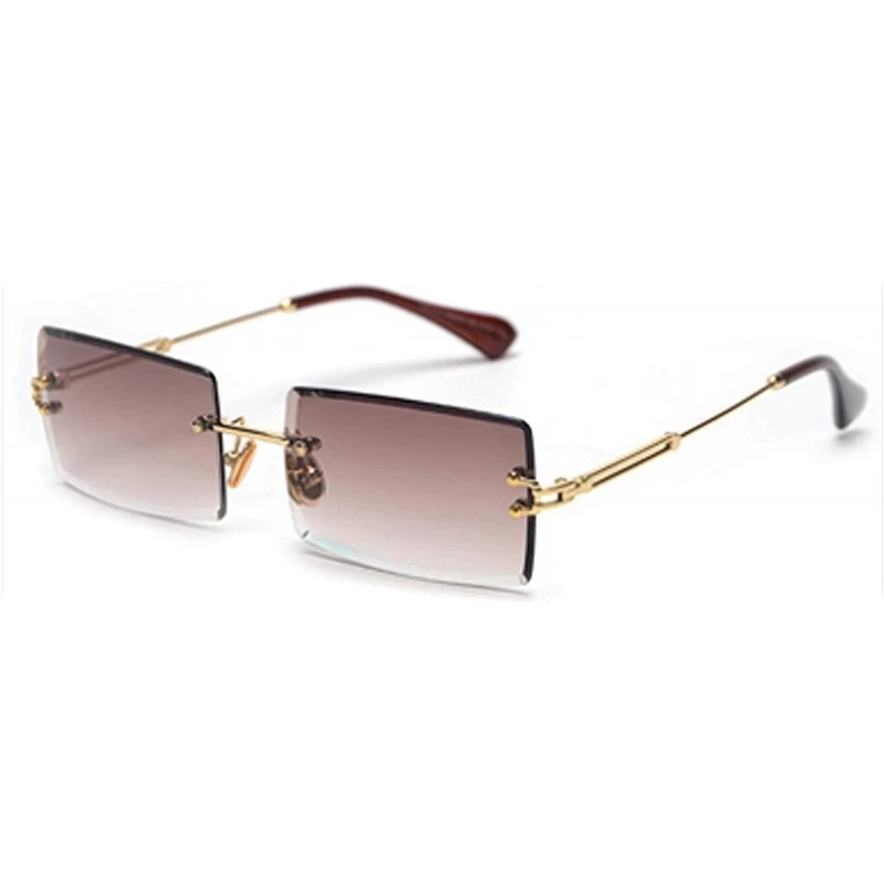 Goggle Small Rectangle Sunglasses Women RimlSquare Sun Glasses 2019 Summer Style Female Uv400 Green Brown - CP199CDQMRY $59.25