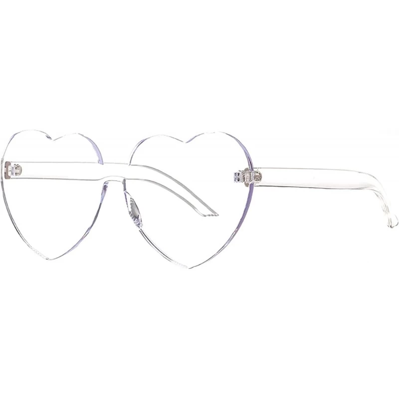 Round Womens Fashion Heart Shape Sunglasses Candy Color Glasses - Clear Lens - CG18Q9TS3O0 $16.82