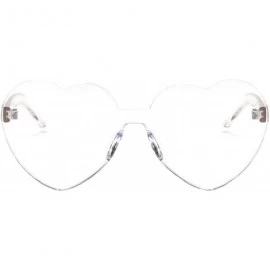 Round Womens Fashion Heart Shape Sunglasses Candy Color Glasses - Clear Lens - CG18Q9TS3O0 $16.82