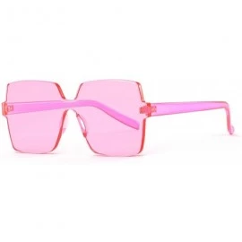 Square Oversized Square Candy Colors Glasses Rimless Frame Unisex Sunglasses Elton John - Pink - CC18GE4IKH7 $12.48