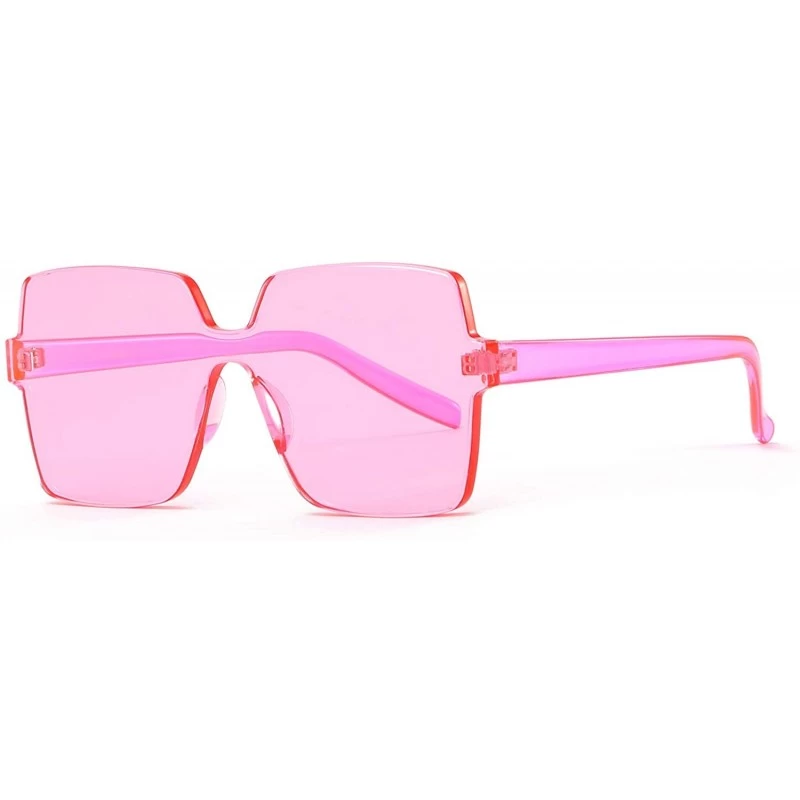 Square Oversized Square Candy Colors Glasses Rimless Frame Unisex Sunglasses Elton John - Pink - CC18GE4IKH7 $23.44