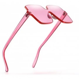 Square Oversized Square Candy Colors Glasses Rimless Frame Unisex Sunglasses Elton John - Pink - CC18GE4IKH7 $12.48
