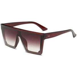 Round New retro square Siamese sexy luxury brand designer UV400 oversized unisex sunglasses - Brown - CB18LMN9GSY $19.70