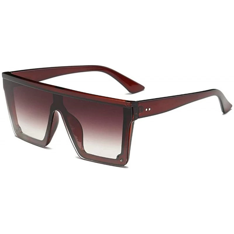 Round New retro square Siamese sexy luxury brand designer UV400 oversized unisex sunglasses - Brown - CB18LMN9GSY $7.99
