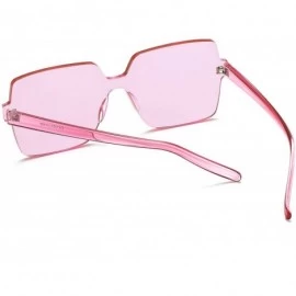 Square Oversized Square Candy Colors Glasses Rimless Frame Unisex Sunglasses Elton John - Pink - CC18GE4IKH7 $12.48