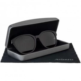 Oval Zena Luxury Handmade Sunglasses - Adult (Shiny Black) - C818SDZNS2X $45.04