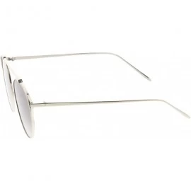 Cat Eye Oversize Open Metal Crossbar Round Tinted Flat Lens Cat Eye Glasses 55mm - Silver / Lavender - C0182M3ZLZR $13.32