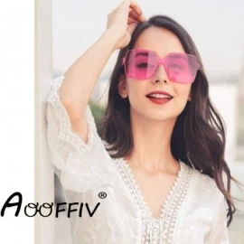 Square Oversized Square Candy Colors Glasses Rimless Frame Unisex Sunglasses Elton John - Pink - CC18GE4IKH7 $23.44