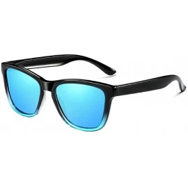 Rectangular Sunglasses Polarized Female Male Full Frame Retro Design - Black Bule - CI18NW5EMYC $8.33