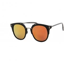 Oversized Stylish Sunglasses for Women Modern Double Wire Design Cat Eye Mirrored - Black Frame / Mirrored Orange Lens - CN18...