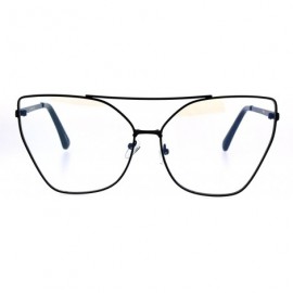 Oversized Womens Gothic Retro Squared Futurism Flat Panel Clear Lens Eye Glasses - Black - CM183EZ654A $26.71