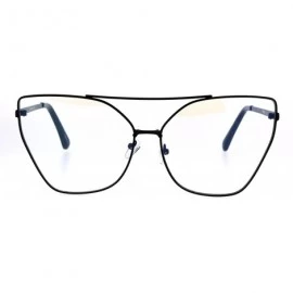 Oversized Womens Gothic Retro Squared Futurism Flat Panel Clear Lens Eye Glasses - Black - CM183EZ654A $10.32