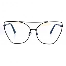 Oversized Womens Gothic Retro Squared Futurism Flat Panel Clear Lens Eye Glasses - Black - CM183EZ654A $22.76