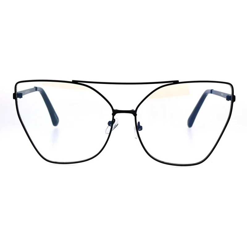 Oversized Womens Gothic Retro Squared Futurism Flat Panel Clear Lens Eye Glasses - Black - CM183EZ654A $22.76