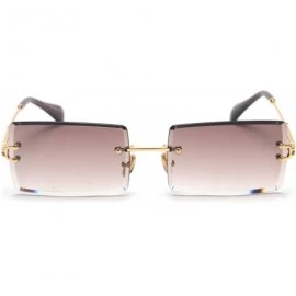 Goggle Small Rectangle Sunglasses Women RimlSquare Sun Glasses 2019 Summer Style Female Uv400 Green Brown - CP199CDQMRY $59.25