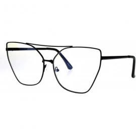 Oversized Womens Gothic Retro Squared Futurism Flat Panel Clear Lens Eye Glasses - Black - CM183EZ654A $10.32