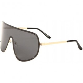 Shield Macho Man Oversized Shield Wrap Around Sunglasses - Gold Metallic Frame - CJ18093OSS5 $26.91