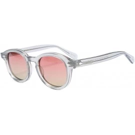 Oval Johnny Depp Tony Stark Oval Sunglasses Fashion Men Women Vintage Sunglasses Transparent Sunglasses Gradation Lens - C518...