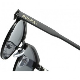 Oval Polarized Sunglasses Round Metal Frame Steampunk Sun Glasses for Men Women - Black Grey - C618NDDNLCT $11.93