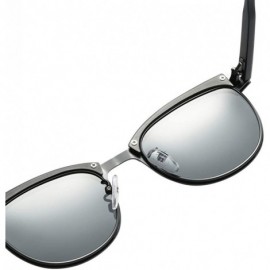 Oval Polarized Sunglasses Round Metal Frame Steampunk Sun Glasses for Men Women - Black Grey - C618NDDNLCT $11.93