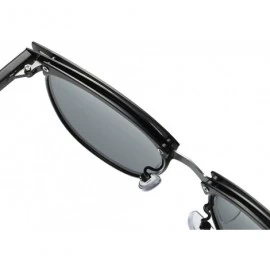 Oval Polarized Sunglasses Round Metal Frame Steampunk Sun Glasses for Men Women - Black Grey - C618NDDNLCT $11.93
