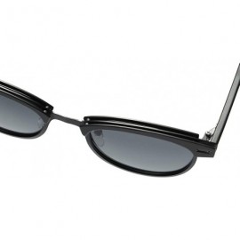 Oval Polarized Sunglasses Round Metal Frame Steampunk Sun Glasses for Men Women - Black Grey - C618NDDNLCT $11.93