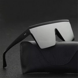 Rimless Male Flat Top Sunglasses Black Square UV400 Gradient Sun Glasses for Men Cool One Piece - Gray Silver - CM194O4XDDS $...