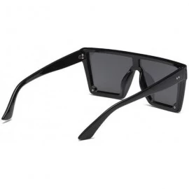 Rimless Male Flat Top Sunglasses Black Square UV400 Gradient Sun Glasses for Men Cool One Piece - Gray Silver - CM194O4XDDS $...