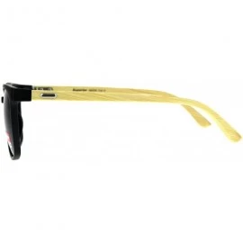 Square Real Bamboo Wood Temple Sunglasses Unisex Square Fashion Shades UV 400 - Matte Black (Green) - CN18G3S6TU5 $24.51