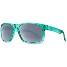 Rectangular Continental Polarized Sunglasses Unisex - Gloss Aqua Clear/Grey Mirror Polarized - CX182X0EGMQ $98.11