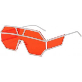 Oversized Personality Oversized Sunglasses Protection - Silver/Red - C718XQI57EA $72.51