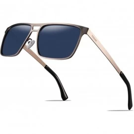 Rectangular Rectangle Polarized Sunglasses for Men UV Protection Driving Glasses with Metal Frame - CG18U6C7O7K $28.46