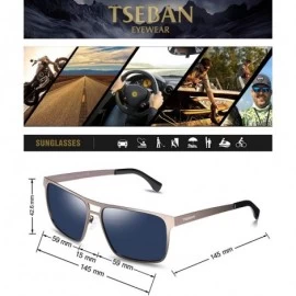 Rectangular Rectangle Polarized Sunglasses for Men UV Protection Driving Glasses with Metal Frame - CG18U6C7O7K $15.60