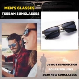Rectangular Rectangle Polarized Sunglasses for Men UV Protection Driving Glasses with Metal Frame - CG18U6C7O7K $15.60