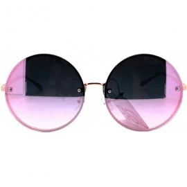 Round Super Oversized Round Sunglasses Womens Pink Mirror Lens UV 400 - Gold - CS186SQX8E3 $9.01