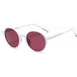 Round Women Fashion Eyewear Round Beach Sunglasses with Case UV400 Protection - Solid White Frame/Rose Lens - CJ18WM3WY84 $19.19