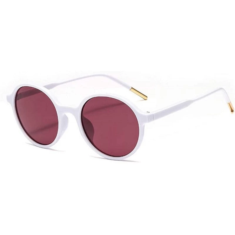 Round Women Fashion Eyewear Round Beach Sunglasses with Case UV400 Protection - Solid White Frame/Rose Lens - CJ18WM3WY84 $11.00