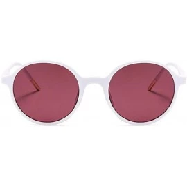 Round Women Fashion Eyewear Round Beach Sunglasses with Case UV400 Protection - Solid White Frame/Rose Lens - CJ18WM3WY84 $11.00