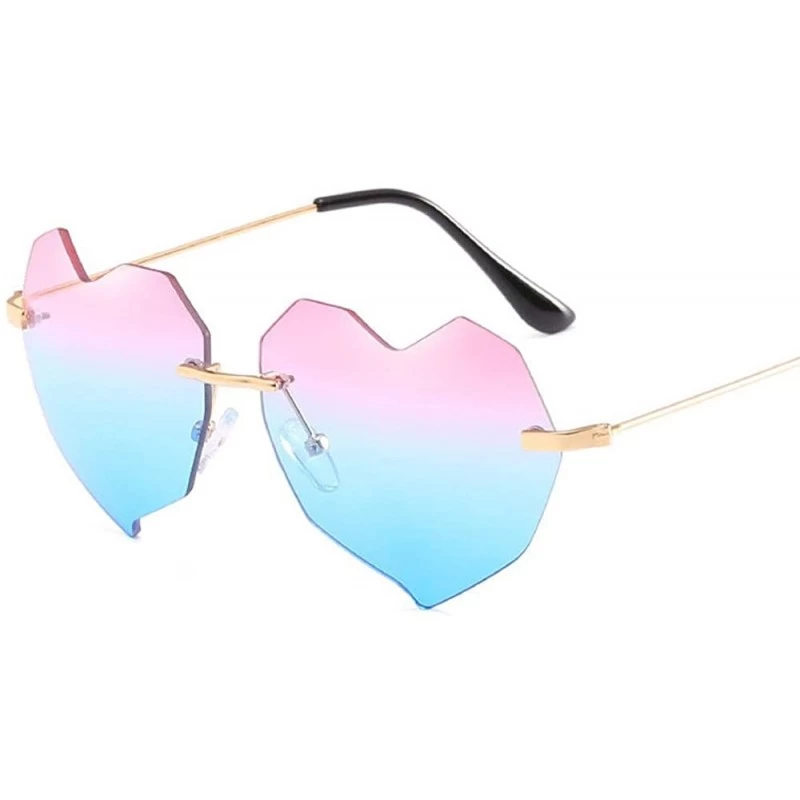 Rimless Rimless Heart Heart Retro multilateral Irregular Sunglasses for Women - 2 - C3198SIURSX $30.83