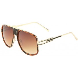 Aviator Pioneer Luxury Square Aviator Sunglasses - Tortoise & Metallic Rose Gold Frame - CM18SSG625A $24.88